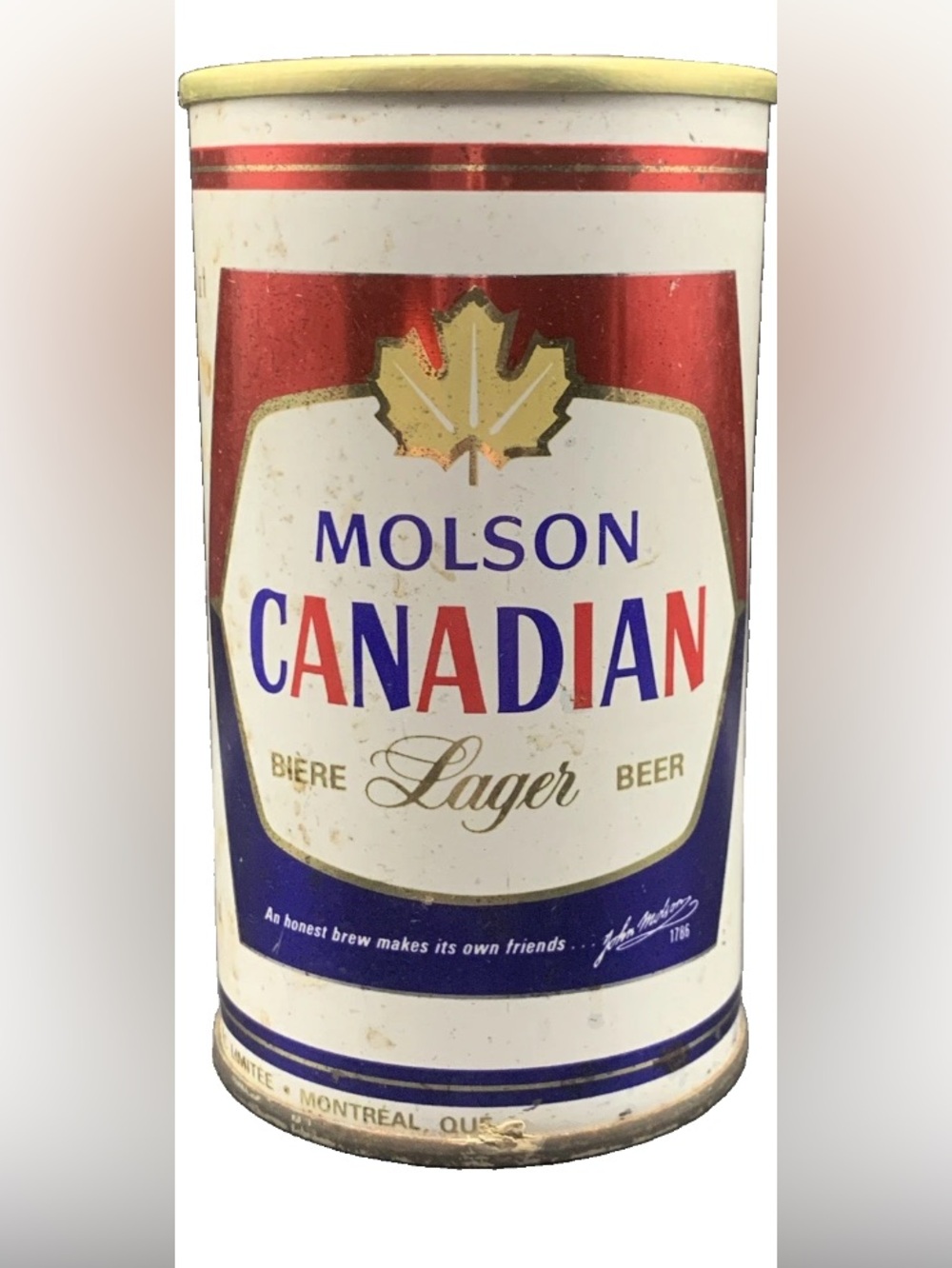 Vintage Beer Can Molson Canadian Lager Biere Beer Empty Steel Can